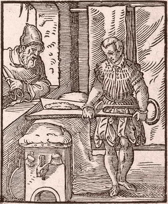 Le tondeur de drap. Gravure de Jost Amman (1568)