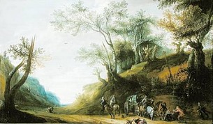 Attaque d'un convoi par des brigands. Peinture de Pieter Snayers
