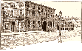 Vue de l'entr�e principale de la Halle aux cuirs