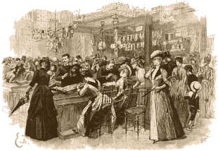 Comptoir de ganterie du magasin Au bon marche en 1889
