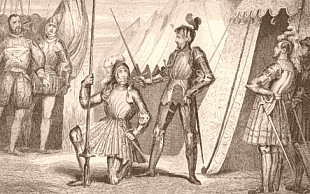  Fran�ois Ier se fait adouber par Bayard<br>le 15 septembre 1515