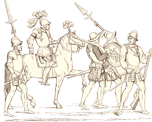Hallebardier, capitaine de bande, arquebusier, cap d'escade et mousquetaire
