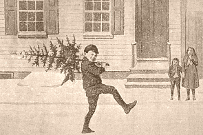 Enfant portant un sapin de No�l