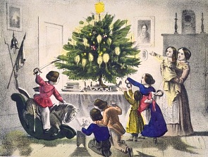 Enfants jouant avec leurs cadeaux, et sapin au XIXe si�cle