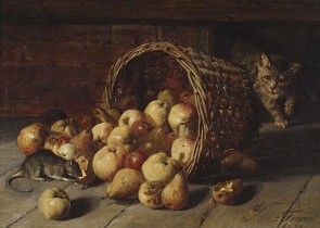 Le panier renvers�. Peinture de Guillaume Fouace