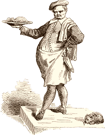 Un cuisinier au XVIIe si�cle. Dessin de Sellier, d'apr�s Lasne