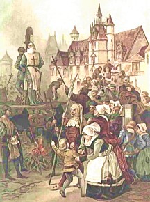 Jacques de Molay et Geoffroy de Charnay sont br�l�s vifs sur le b�cher, le 18 mars 1314