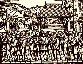 D�termination de la longueur moyenne d'un pied (gravure parue en 1575)