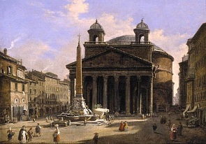 Vue du Panth&eacute;on de Rome, peinture d'Ippolito Caffi