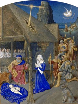 La Nativit�. Adoration des bergers. Enluminure extraite du Livre d'Heures d'Etienne Chevalier