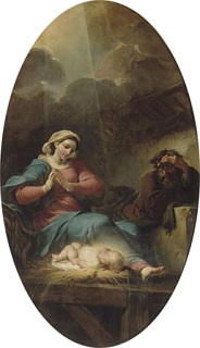 La Nativit� de J�sus. Peinture de Hugues Taraval (1781)
