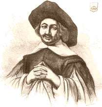 Robert Vinot, maître cuisinier. Dessin de Bocourt, d'après une estampe du XVIIe siècle.