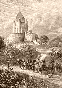 Vue ancienne du château de Provins. Dessin de Grandsire, d'après Gabriel Prieur.