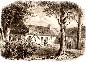 Maison où est né Conté, à Saint-Céneri (Orne). Dessin de Karl Girardet.