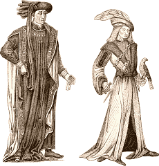 Philippe le Bon (à gauche). Portrait du grand fauconnier de Charles VIII vers 1490 (à droite).