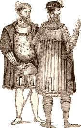 Seigneurs à la mode d'environ 1540, d'après une miniature de Gaignières