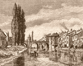 Le pont Notre-Dame, à Bar-le-Duc Dessin d'Émile Laborne