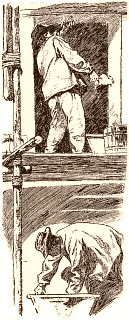 Un échafaudage au début du XXe siècle
