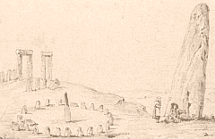 Menhir de Quiberon. Dessin de Desperet.