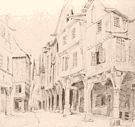 Dinan. Vieille rue avec arcades, en 1832.
