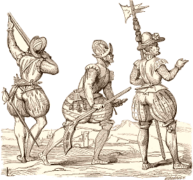 Piquier, enseigne, tambour, d'après le recueil de Perrissin