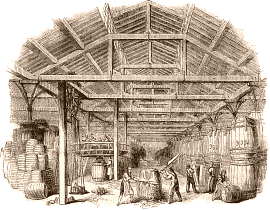 Intérieur d'une fabrique de tabac