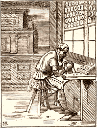 Joaillier-lapidaire au XVIe siècle, d'après Jost Amman