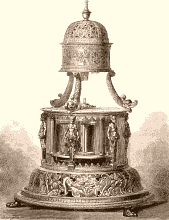 Horloge de table du XVIe siècle. Dessin de Gilbert.