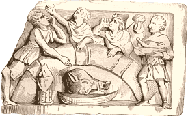 Un repas gaulois. D'après un bas-relief découvert à Paris. Un repas gaulois. D'après un bas-relief découvert à Paris.