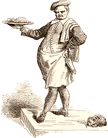 Un cuisinier au XVIIe siècle Dessin de Sellier, d'après Lasne