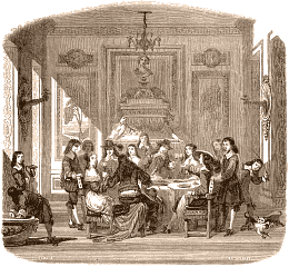 Un repas sous Louis XIV. D'après une gravure de Lepautre.