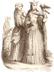 Princesse et dames de la cour de Charles-le-Chauve. D'après Montfaucon et Willemin.