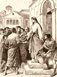 Sainte Geneviève distribuant des vivres