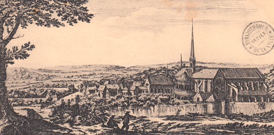 L'ancienne abbaye de Clairvaux. Estampe du XVIIe siècle
