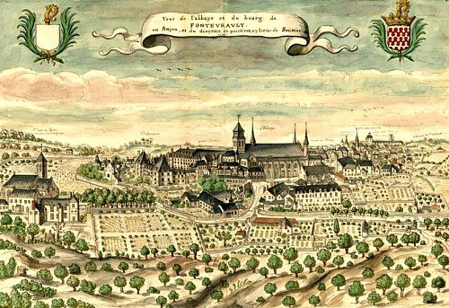Vue de l'abbaye et du bourg de Fontevraud