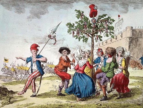 Danse autour de l'arbre de la Liberté coiffé du bonnet phrygien