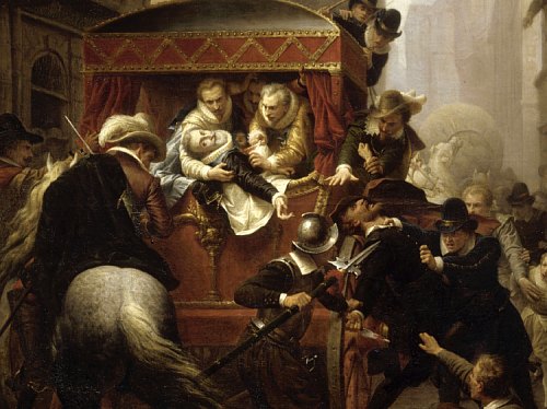 Assassinat du roi Henri IV. Détail d'une peinture de Charles-Gustave Housez (1860)