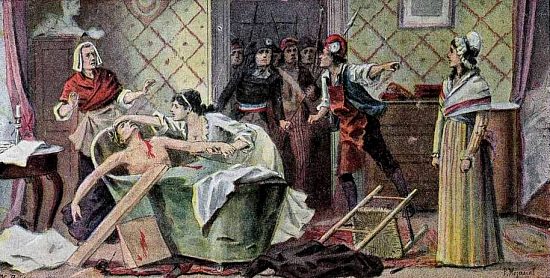 Assassinat de Marat. Chromolithographie du début du XXe siècle