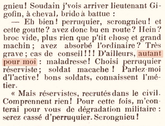 Autant pour moi : graphie utilisée dans La Petite Caricature en 1898