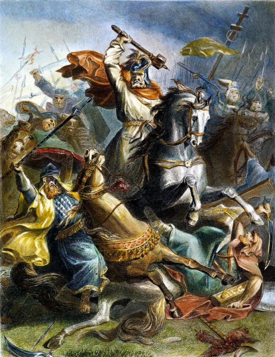 Charles Martel mettant en déroute l'armée du calife Abd-al-Rahmân en 732, d'après Georg Bleibtreu (1828-1892)