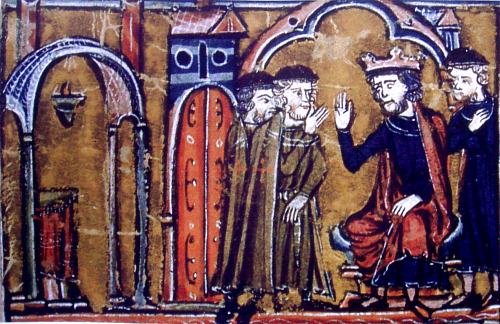 Baudouin II accueillant Hugues de Payns et Godefroy de Saint-Omer