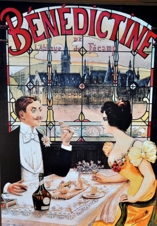 Affiche publicitaire pour la liqueur Bénédictine. Illustrateur : Lucien Lopes Silva (1898)