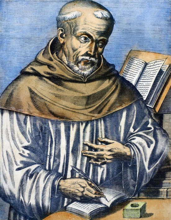 Bernard de Clairvaux. Gravure (colorisée) de 1584