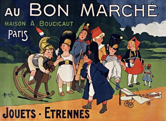 Affiche publicitaire Au Bon Marché de 1911. Illustration de Marcellin Auzolle