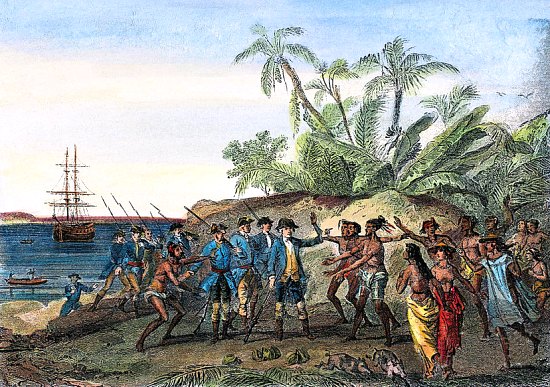 Bougainville débarquant à Tahiti en avril 1768