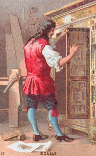 Chromolithographie représentant Boulle dans son atelier