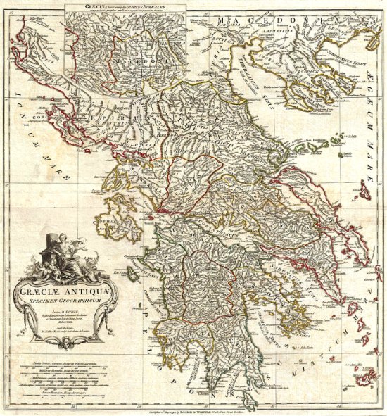 Carte de la Grèce antique par Jean-Baptiste Bourguignon d'Anville Carte de la Grèce antique par Jean-Baptiste Bourguignon d'Anville