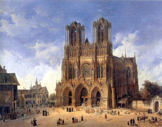 La cathédrale de Reims, vue du sud-ouest, par Domenico Quaglio (1787-1837)