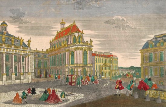 Vue particulière de la Chapelle du château de Versailles, du côté de la cour. Estampe de 1740