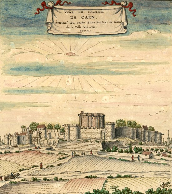 Vue du château de Caen en 1702, par Louis Boudan Vue du château de Caen en 1702, par Louis Boudan